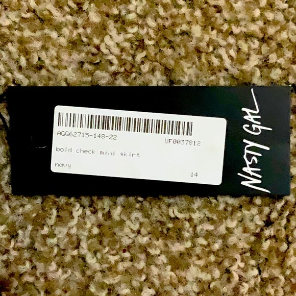 “Bold Check” High Waist Mini Skirt in Navy- Nasty Gal - Picture 5 of 5